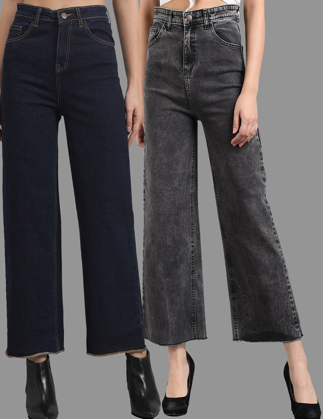 Kotty Women Flared High-Rise Cotton Lycra Stretchable Jeans