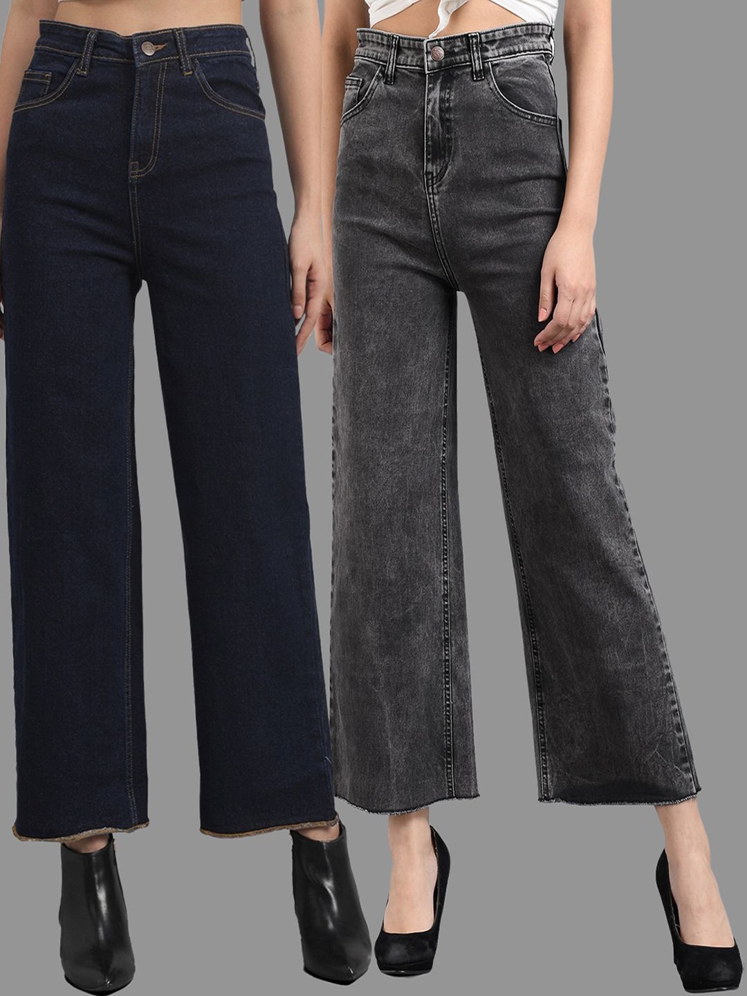 Kotty Women Flared High-Rise Cotton Lycra Stretchable Jeans