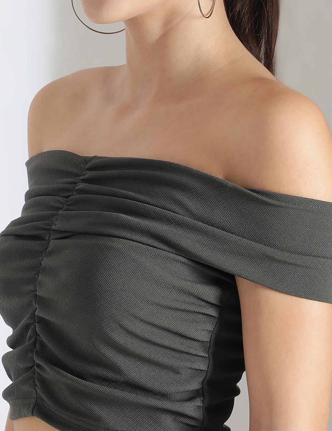 Kotty Grey Off Shoulder Top With Skirt