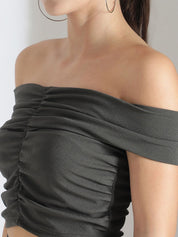 Kotty Grey Off Shoulder Top With Skirt
