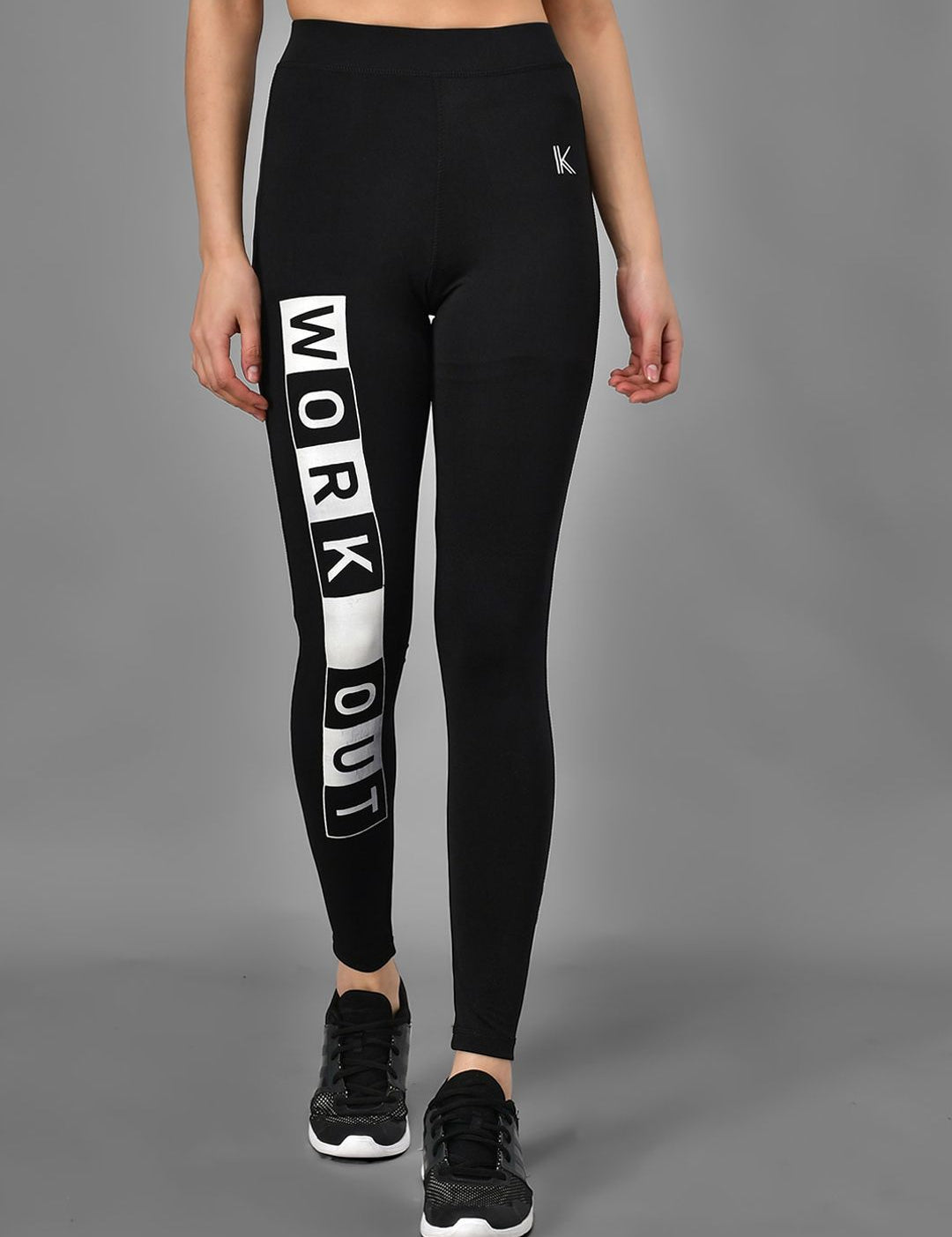 Kotty Women Black Printed Training Or Gym Tights