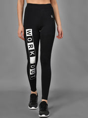 Kotty Women Black Printed Training Or Gym Tights