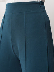 Kotty Women Green Relaxed Straight Fit High-Rise Easy Wash Trouser