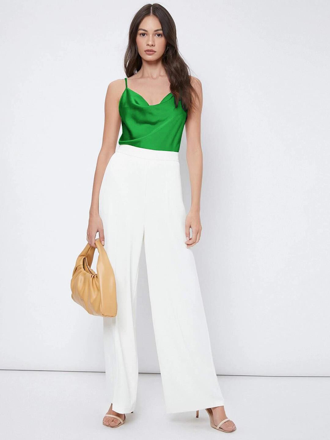 Kotty Green Cowl Neck Sleeveless Satin Top