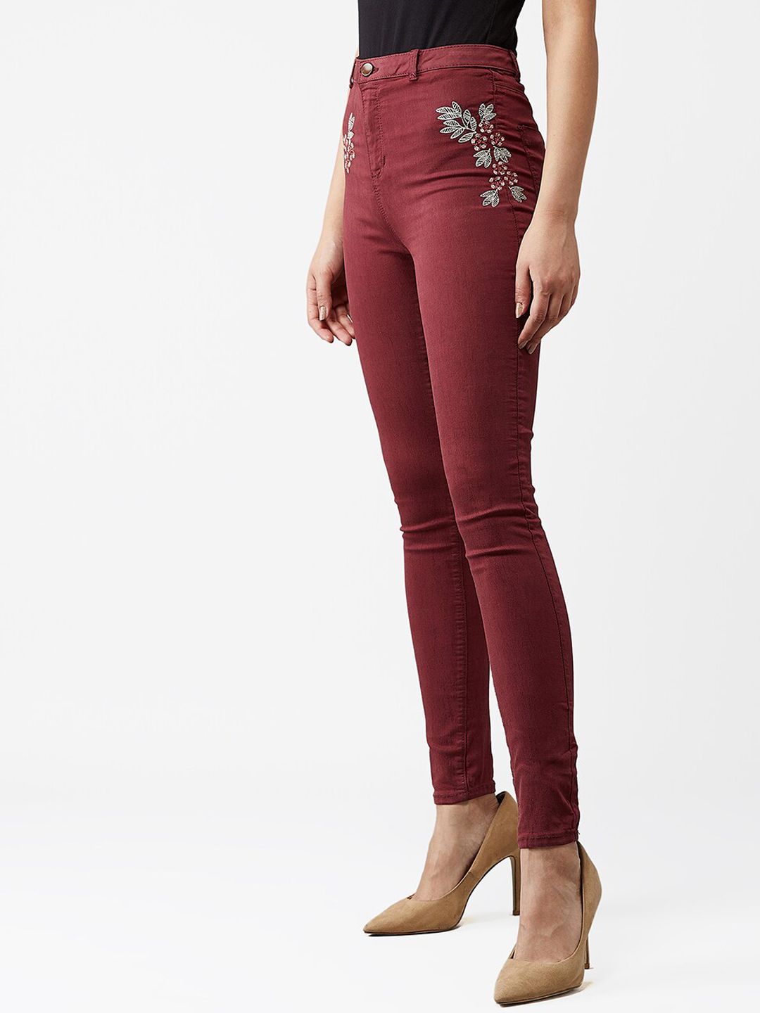 Kotty Women Maroon Skinny Fit Jeans