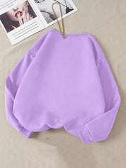 Kotty Purple Typographic Printed Fleece Sweatshirt