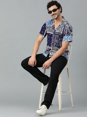 Kotty Men Cuban Collar Ethnic Motifs Printed Casual Shirt