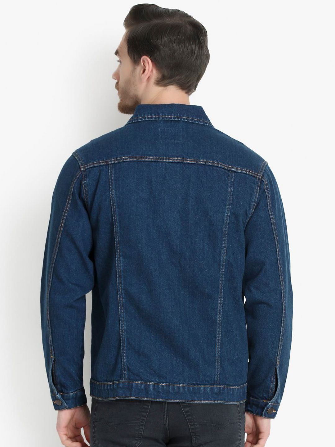 Kotty Men Blue Solid Denim Jacket