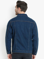 Kotty Men Blue Solid Denim Jacket