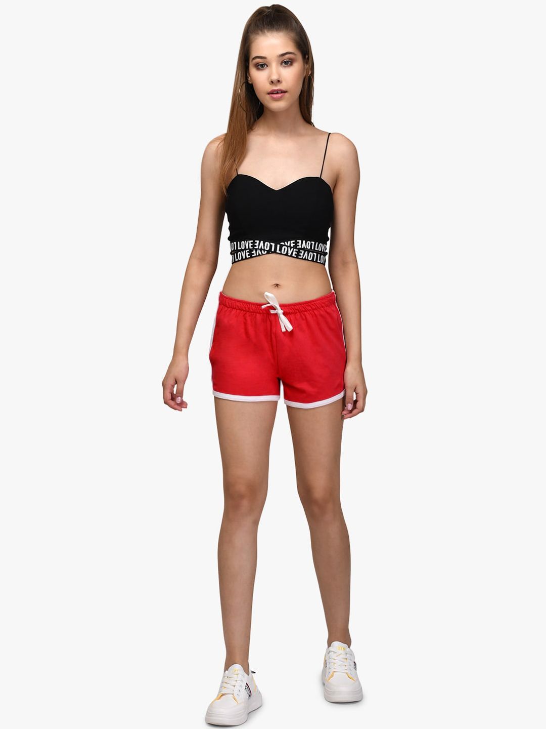 Kotty Women Red Solid Regular Fit Shorts