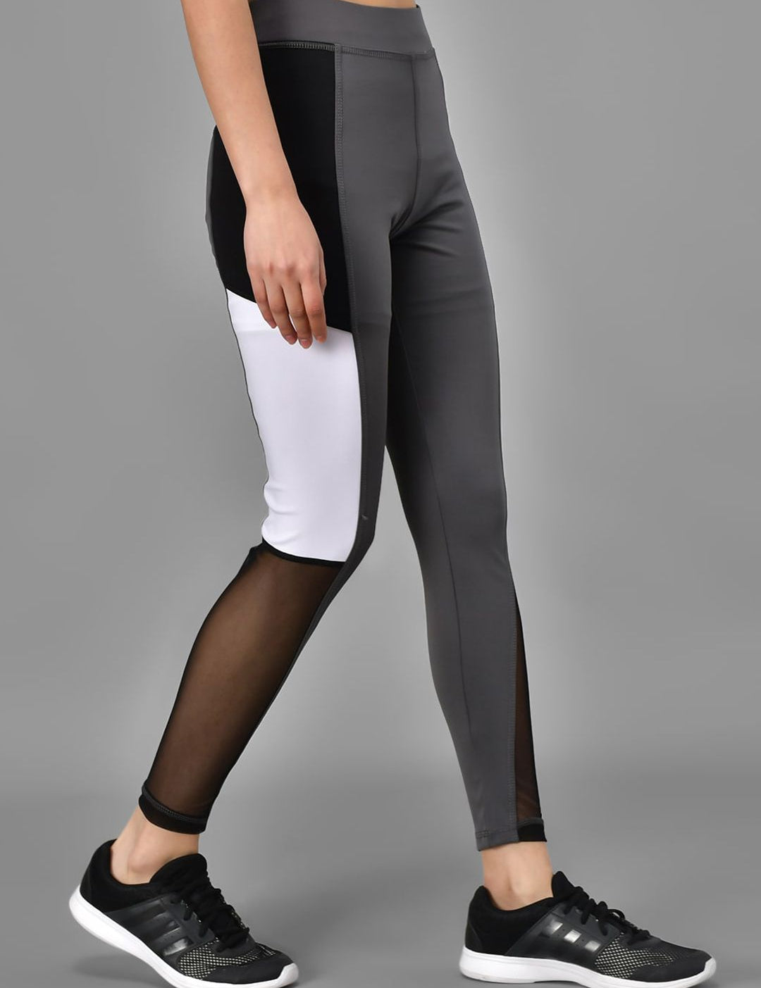 Kotty Women Grey & Black Colourblocked Tights