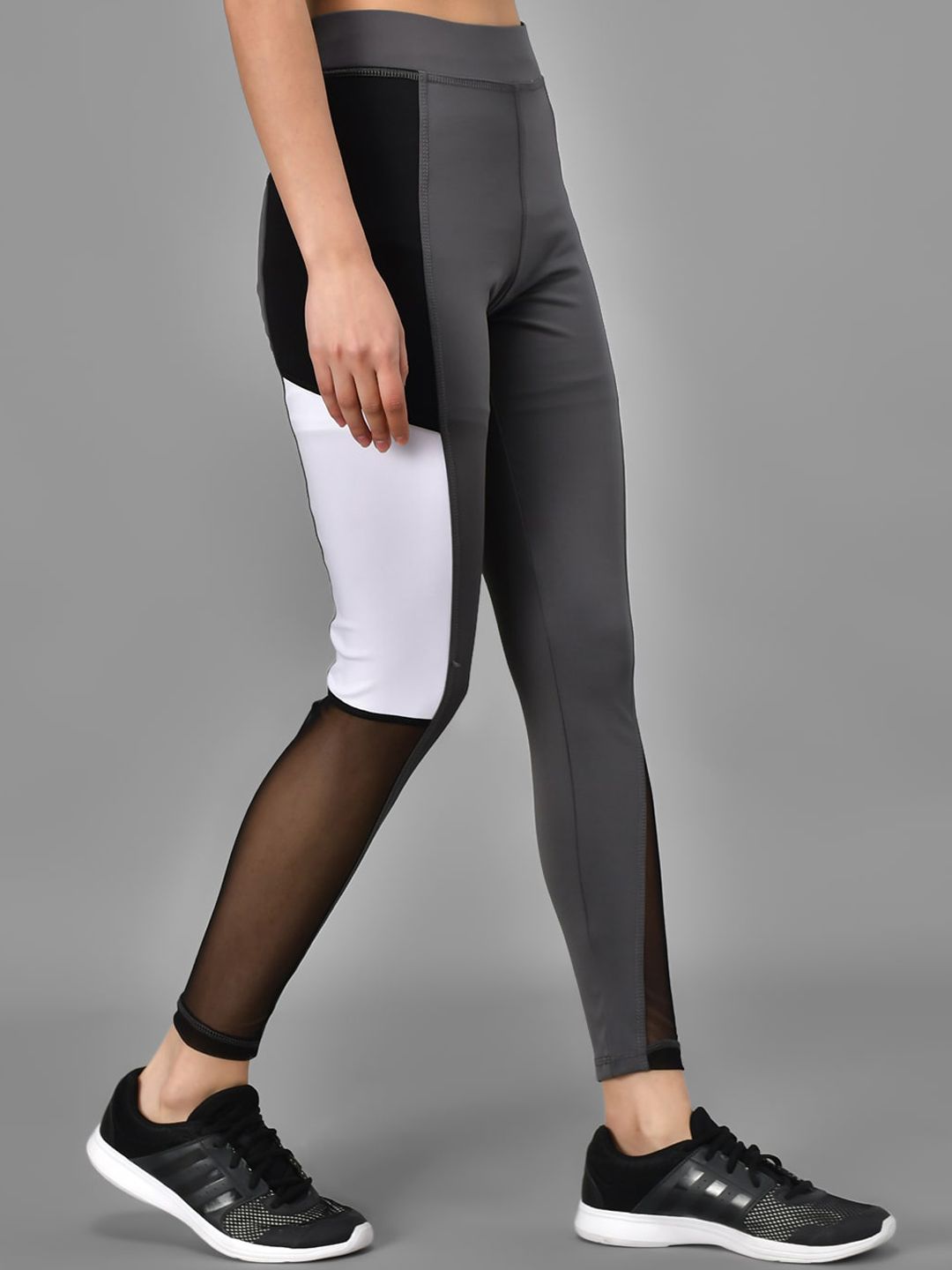 Kotty Women Grey & Black Colourblocked Tights