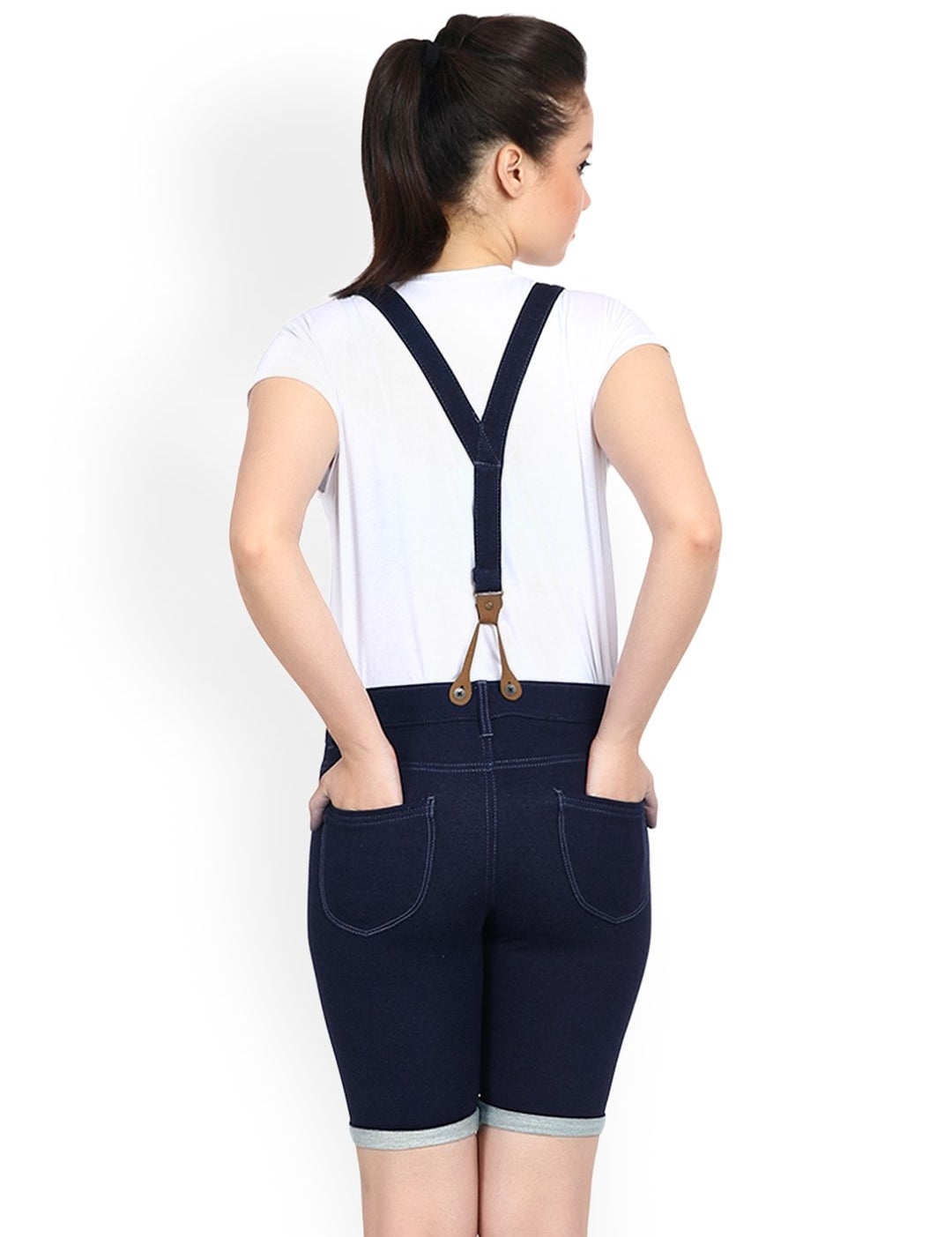 Kotty Women Blue Solid Regular Fit Denim Shorts