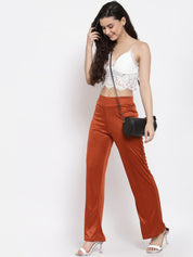 Kotty Women Orange Flared High-Rise Parallel Trousers
