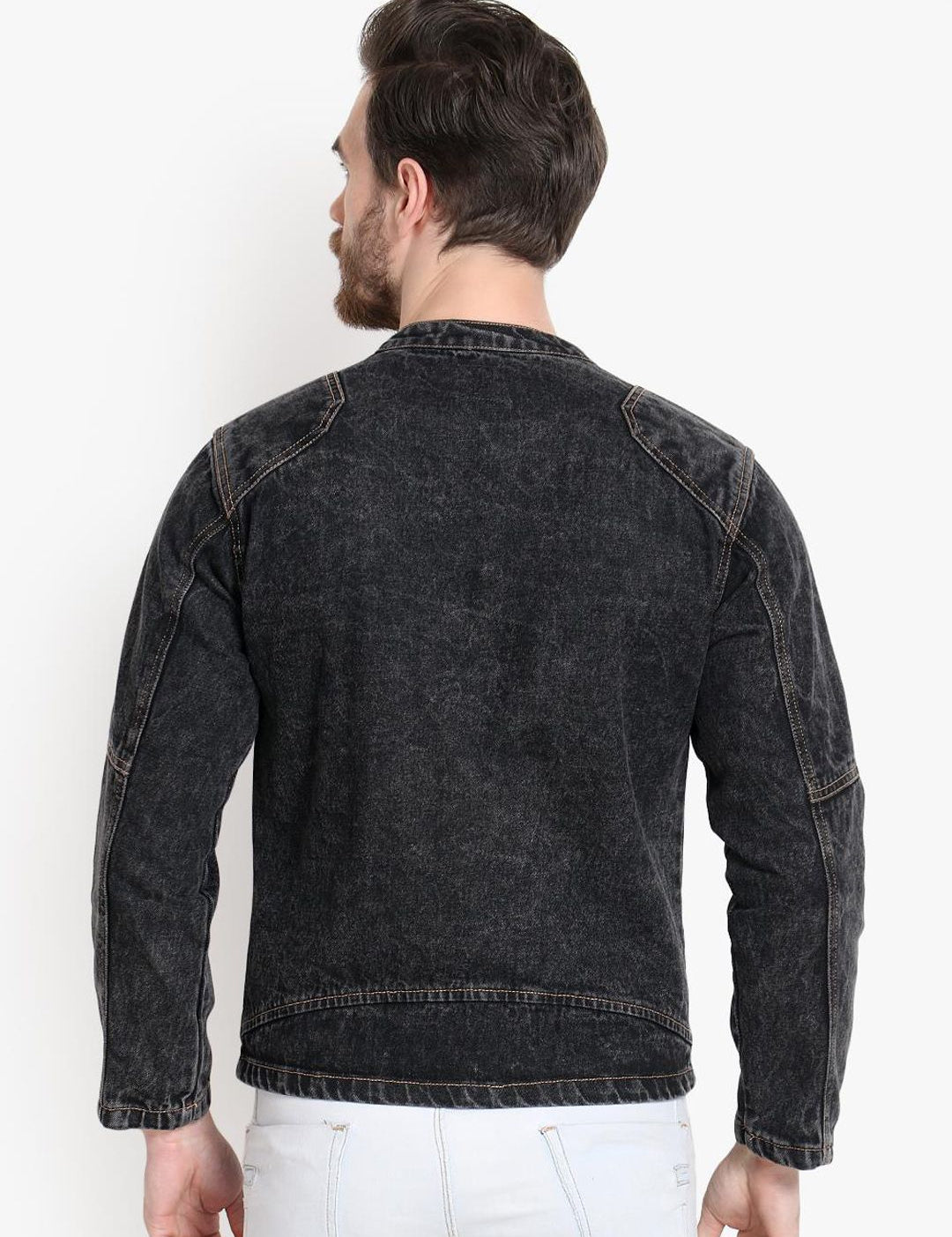 Kotty Men Black Solid Denim Jacket