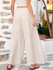 Kotty Women High-Rise Drawstring Flat-Front Easy Wash Wide Leg Trousers