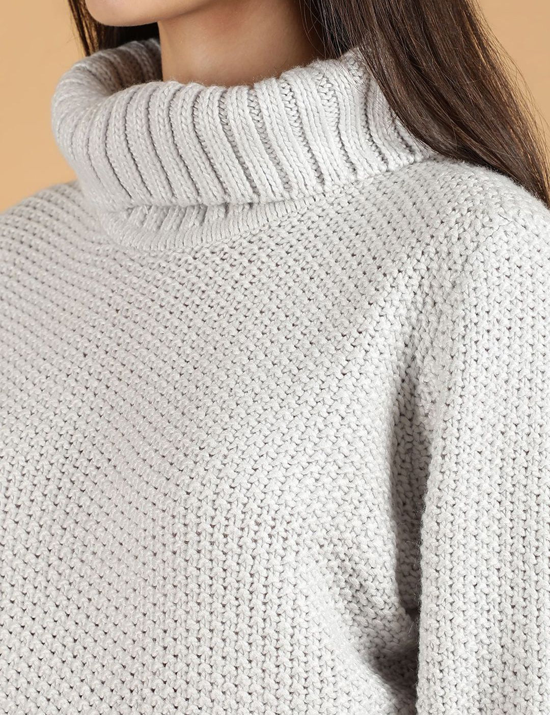 Kotty Women Cotton Turtle Neck Long Sleeves Casual Pullover