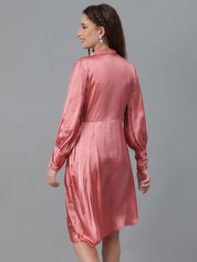 Kotty Pink Satin Fit & Flare Dress
