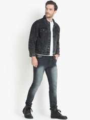 Kotty Men Black Solid Denim Jacket