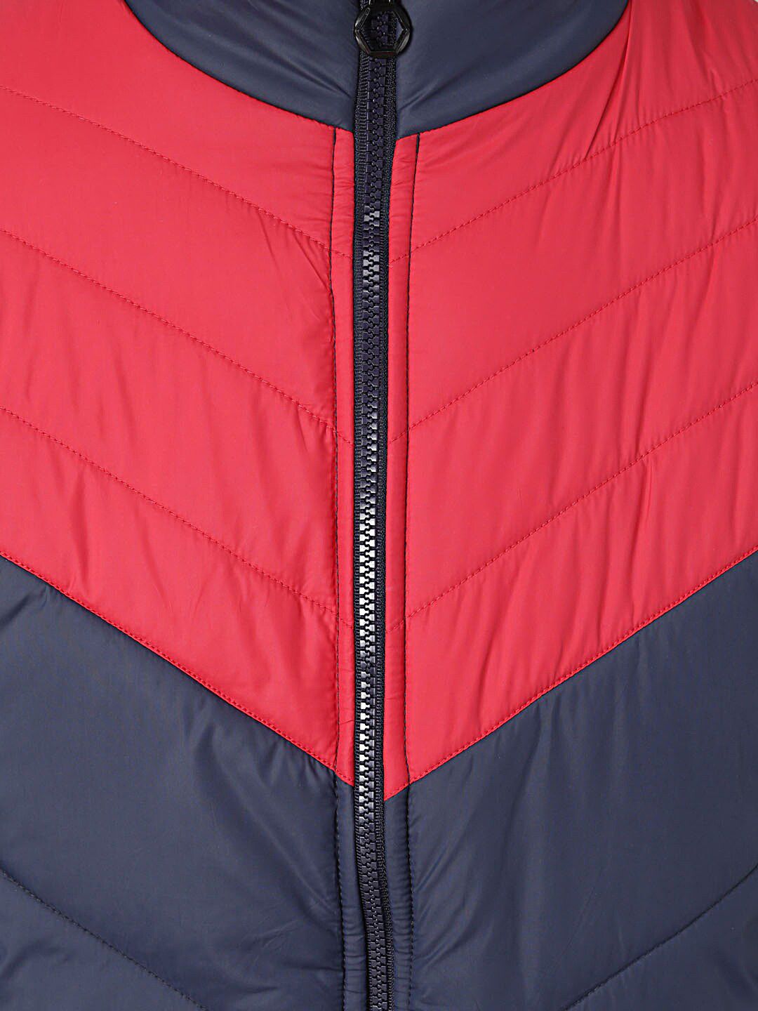 Kotty Men Blue & Red Colourblocked Puffer Jacket