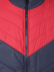 Kotty Men Blue & Red Colourblocked Puffer Jacket