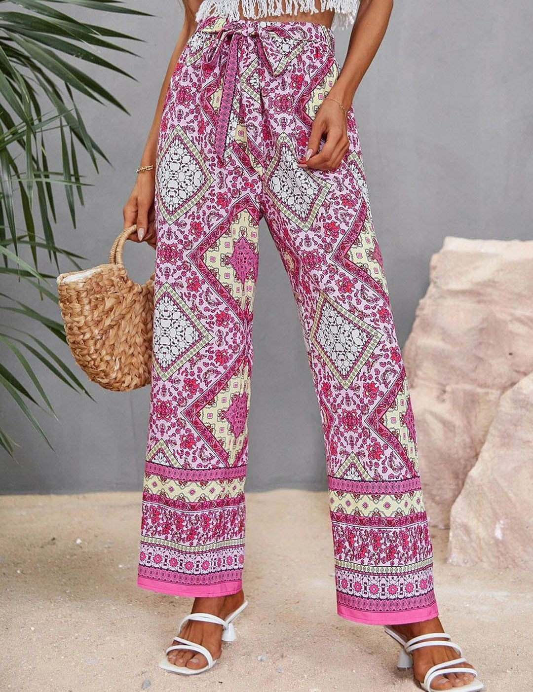 Kotty Women Multicoloured Ethnic Motifs Printed Relaxed High-Rise Easy Wash Trousers