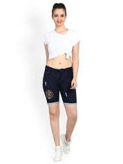 Kotty Women Blue Solid Regular Fit Denim Shorts