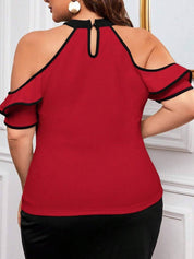 KOTTY Women Halter Neck Cold Shoulder Sleeves Top