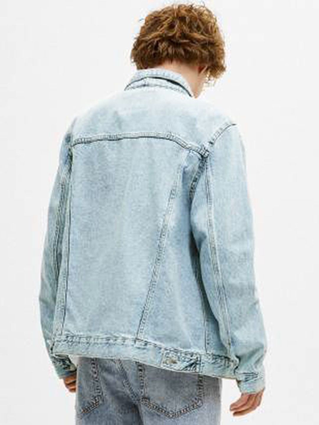 Kotty Men Solid Spread Collar Denim Jacket