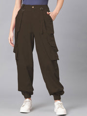 Kotty Women Relaxed High-Rise Easy Wash Cargos Trousers