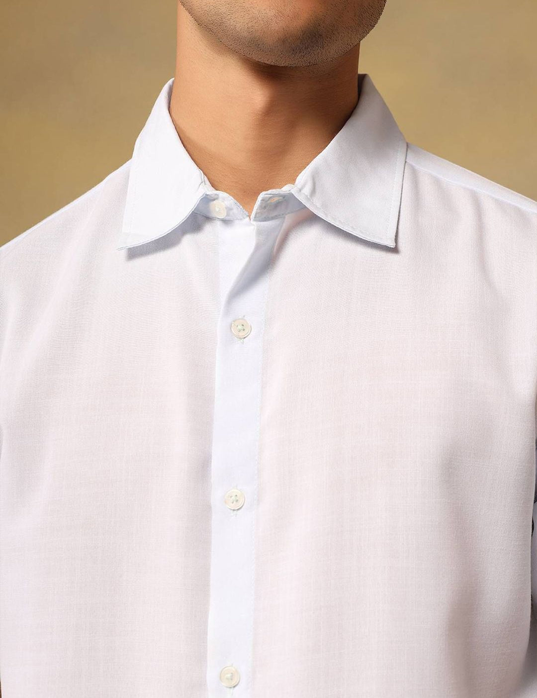 Kotty Men Comfort Fit Solid Spread Collar Linen Casual Shirt