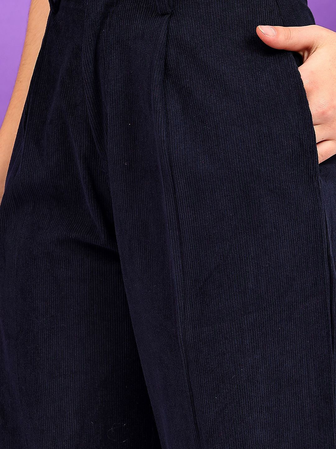 Kotty Women Relaxed Straight Leg High-Rise Easy Wash Pleated Formal Trousers