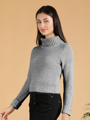 Kotty Women Turtle Neck Crop Pullover Sweaters