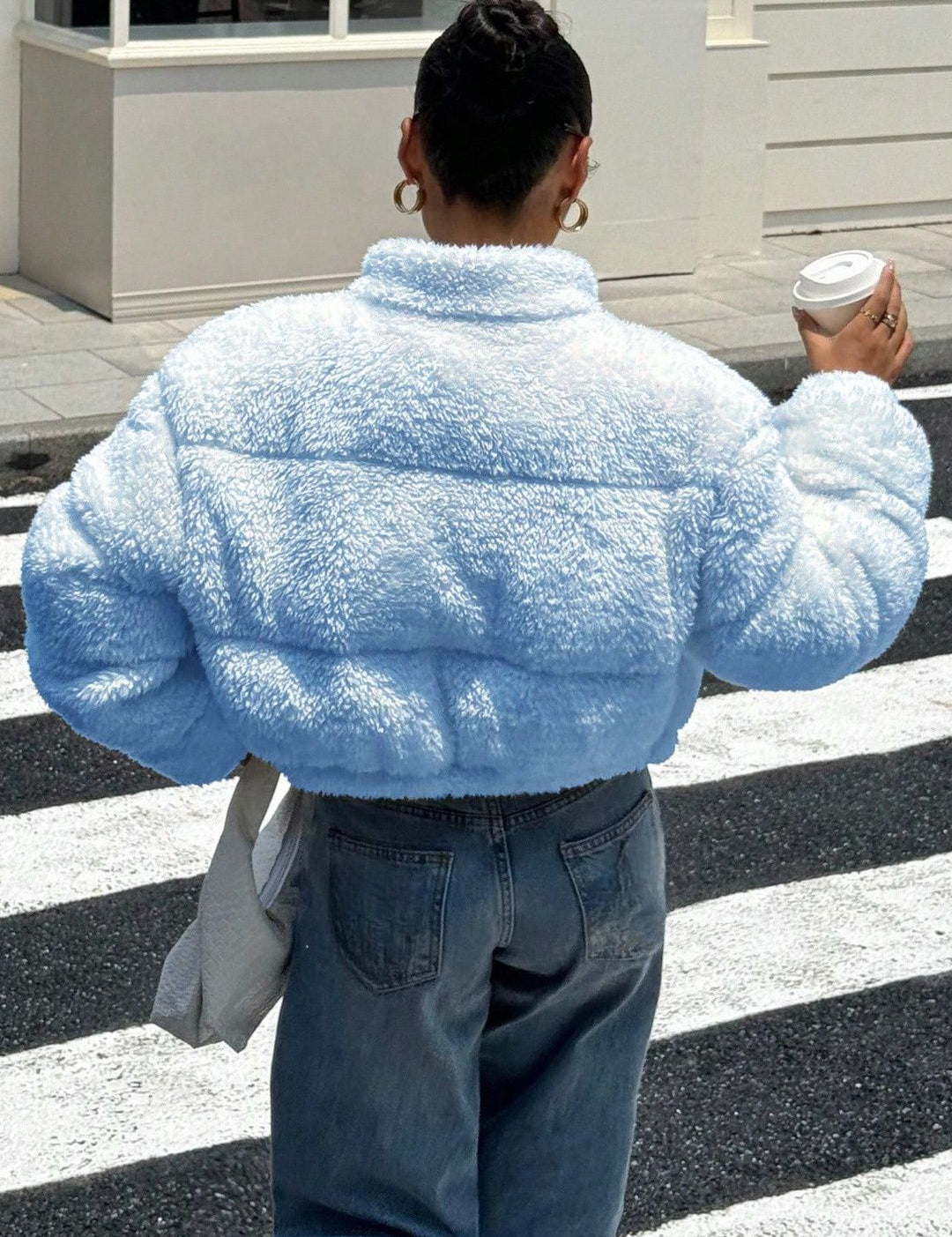 Kotty Women Mock Collar Self Design Open Front Jacket