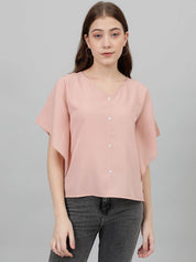 Kotty Women Flared Sleeve Crepe Boxy Top