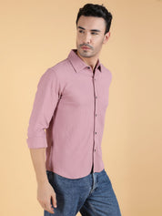 Kotty Men Relaxed Spread Collar Textured Cotton Casual Shirt