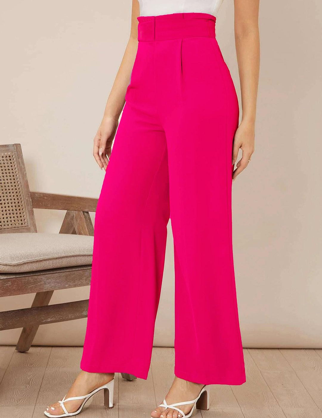 Kotty Women Wide Leg High-Rise Easy Wash Pleated Trouser