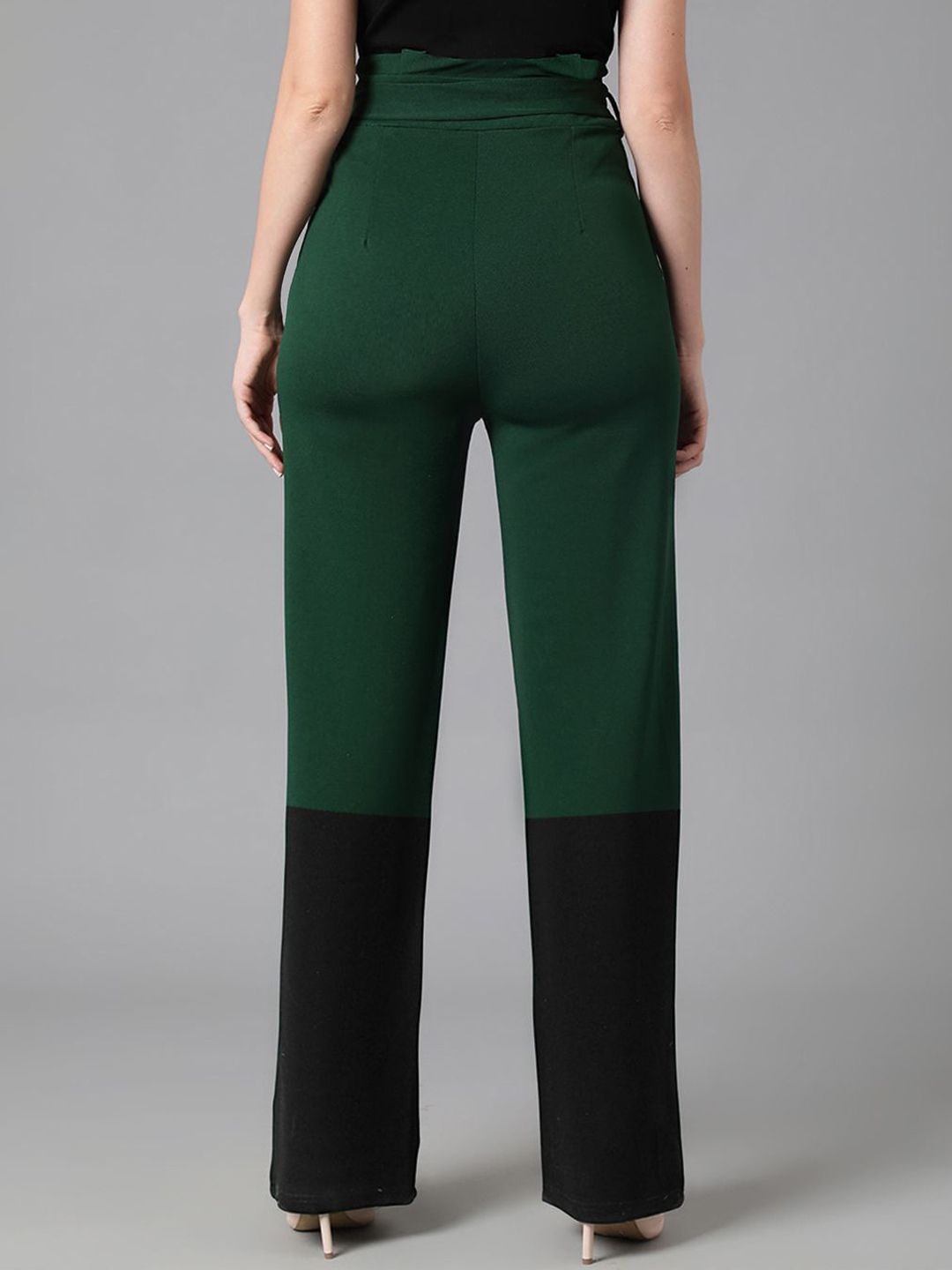 Kotty Women Colourblocked Relaxed Straight Leg High-Rise Trousers