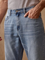 Kotty Men Wide Leg Low-Rise Light Fade Stretchable Jeans
