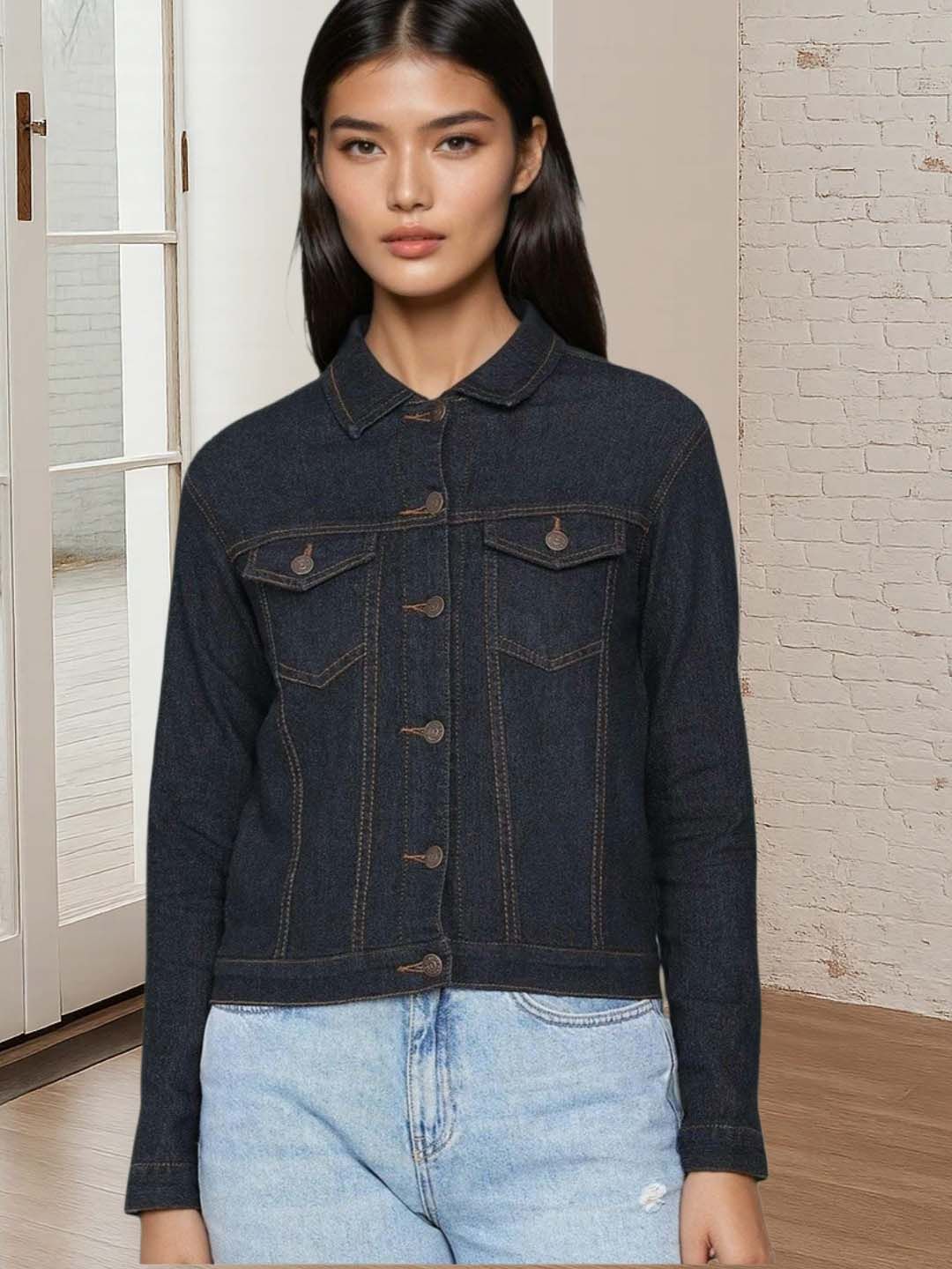 Kotty Women Spread Collar Denim Jacket