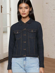 Kotty Women Spread Collar Denim Jacket