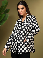 Kotty Printed Notched Lapel Single Breasted Blazer