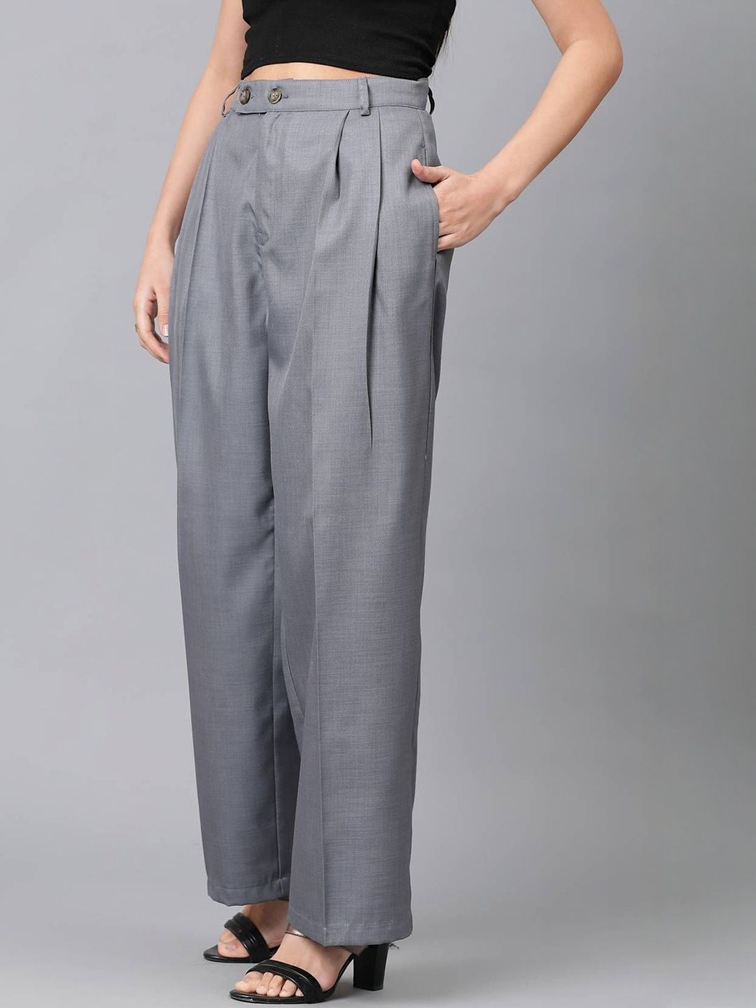 Kotty Women Relaxed Straight Leg High-Rise Trousers