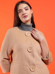 Kotty Band Collar Long Sleeves Overcoat