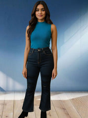 Kotty Women Relaxed Fit High-Rise Mildly Distressed Stretchable Jeans