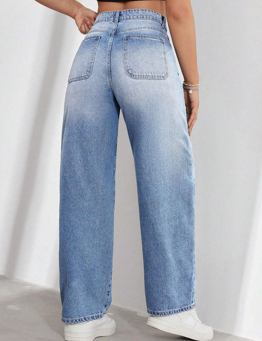 Kotty Women Jean Wide Leg High-Rise Heavy Fade Stretchable Jeans