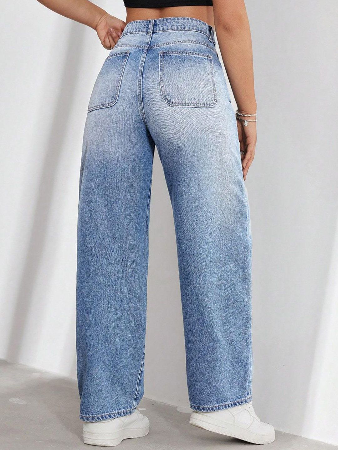 Kotty Women Jean Wide Leg High-Rise Heavy Fade Stretchable Jeans