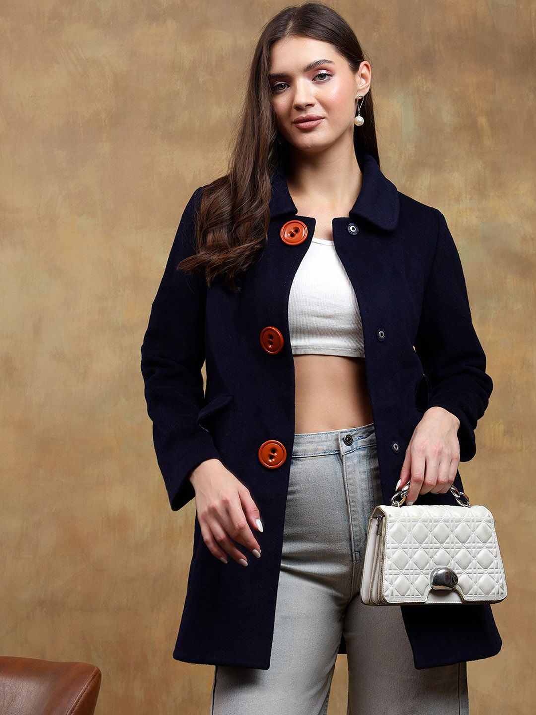 Kotty Women Spread Collar Overcoat