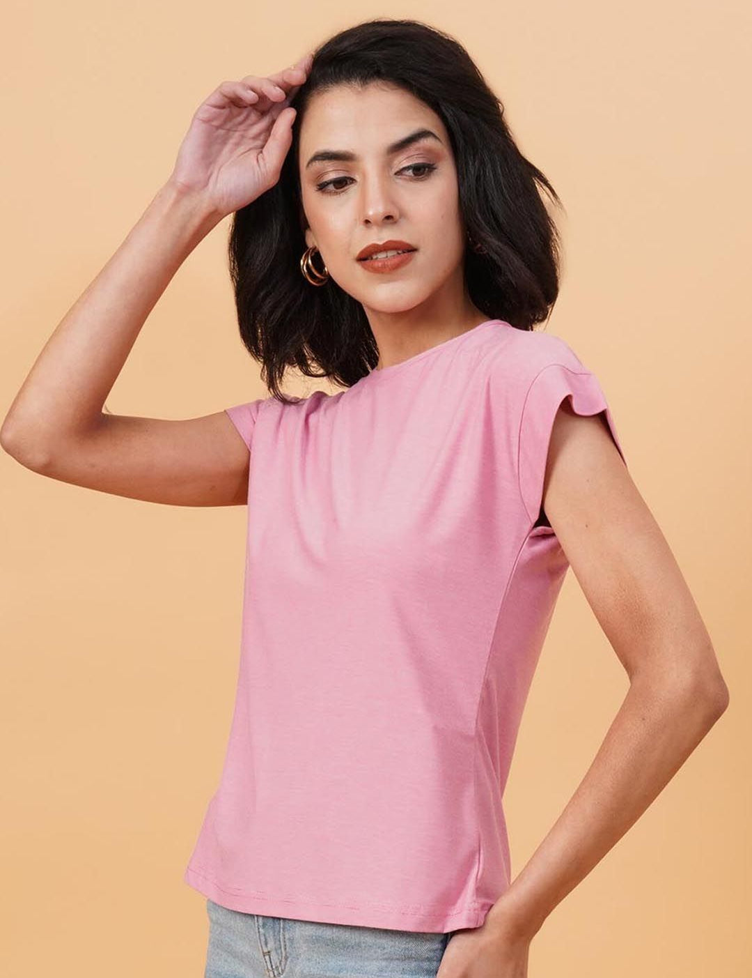 Kotty Round Neck Extended Sleeves Regular Fit T-shirt