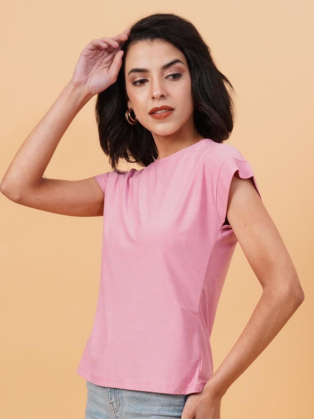 Kotty Round Neck Extended Sleeves Regular Fit T-shirt